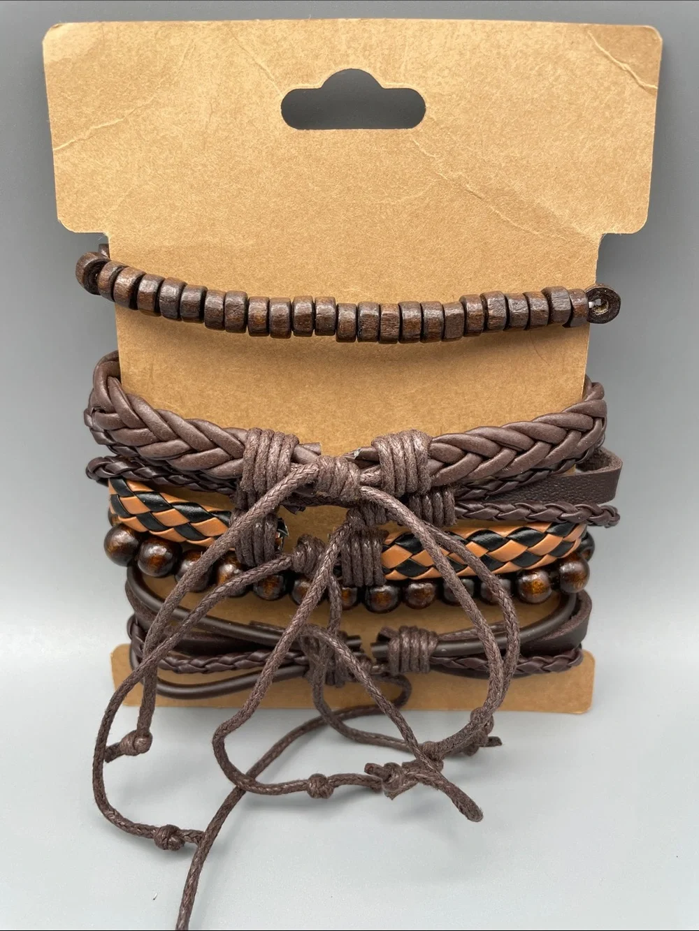 Fashion Jewelry Brown & Turquoise Men's Layered Bracelet Set